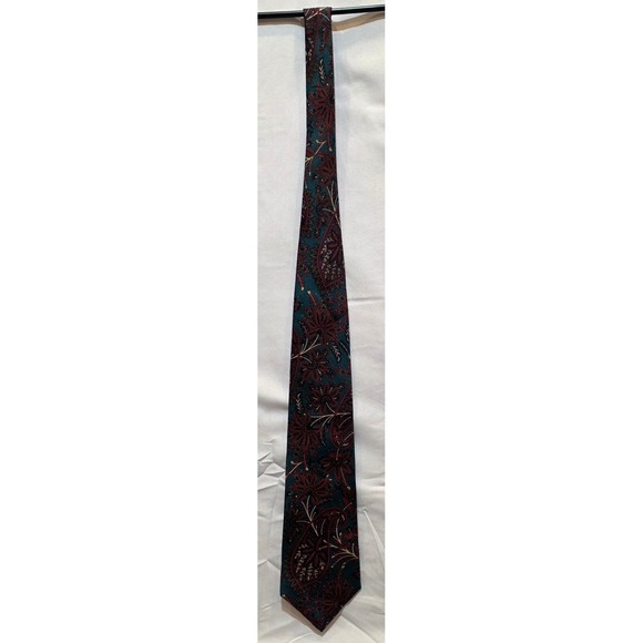 Mario Valentino Other - Vintage Mario Valentino Teal Burgundy Paisley 100% Italian Silk Men's Neck Tie